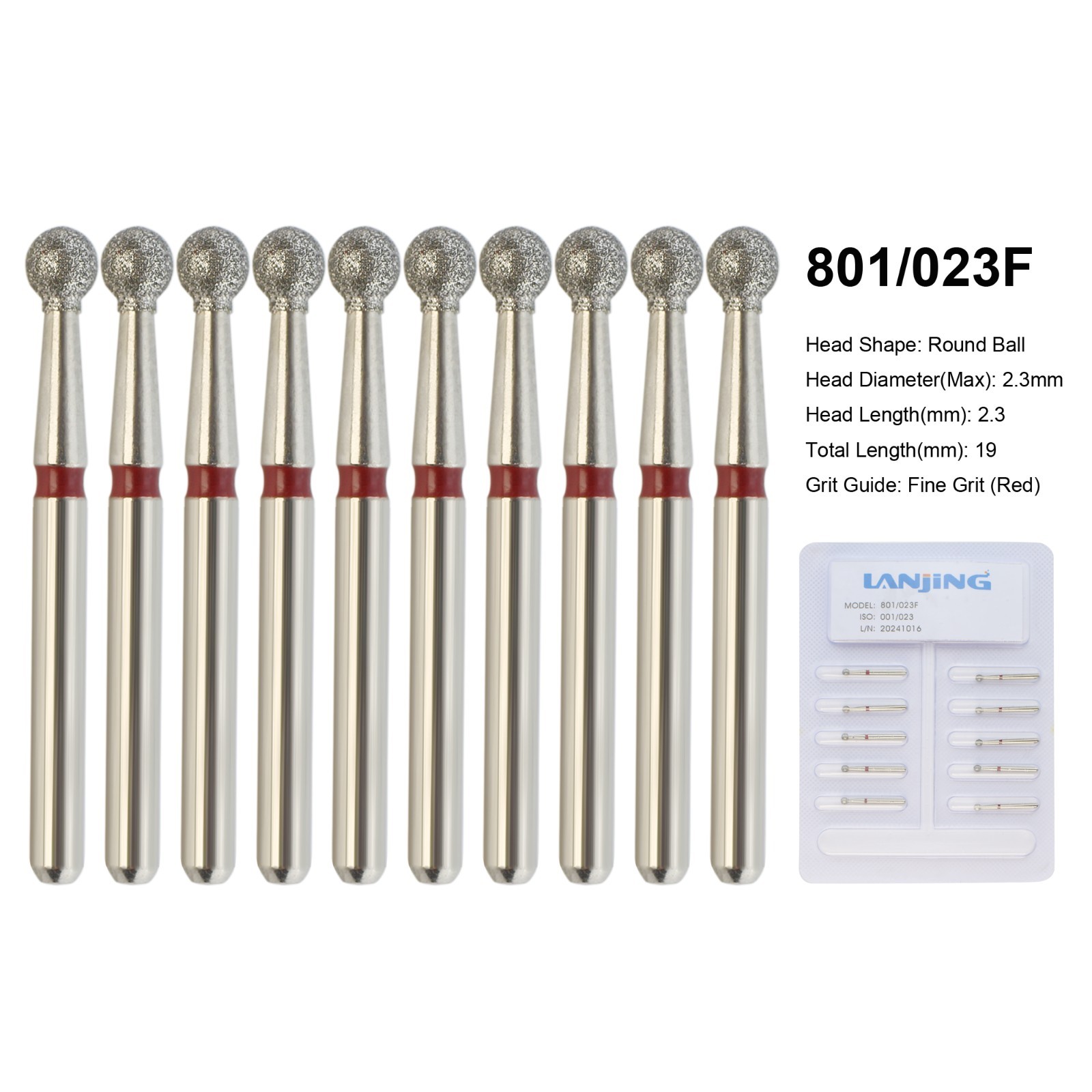 Dental Diamond Bur FG Round End Taper Football Flame Pear Coarse Fine High Speed