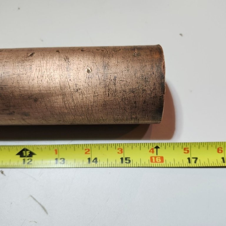 2-1/4″ x 16″ Copper Round Bar Stock New Old Stock as Shown Weight of 20.50 Lbs.