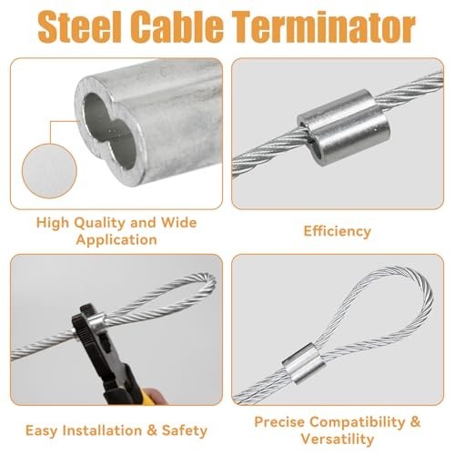 1/8″ (3Mm) Aluminum Crimping Loop Sleeve for Wire Rope, Cable Ferrule (100Pcs)