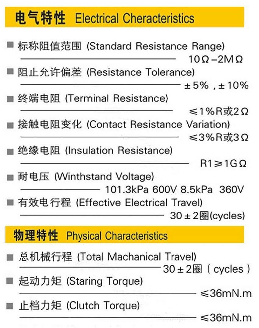 3296W Precision Multiturn Variable Resistors Potentiometer Trimmer (100Ω to 2MΩ)
