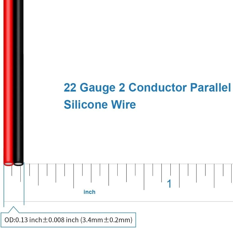BNTECHGO 22 Gauge Flexible 2 Conductor Parallel Silicone Wire Spool Red Black Hi