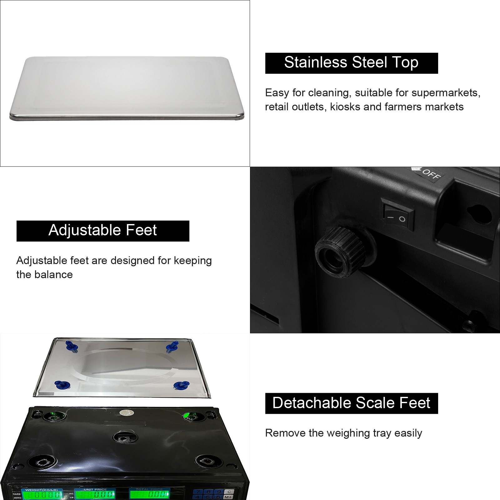 88LB Digital Weight Scale Price Computing Food Produce Deli Backlit LCD Display