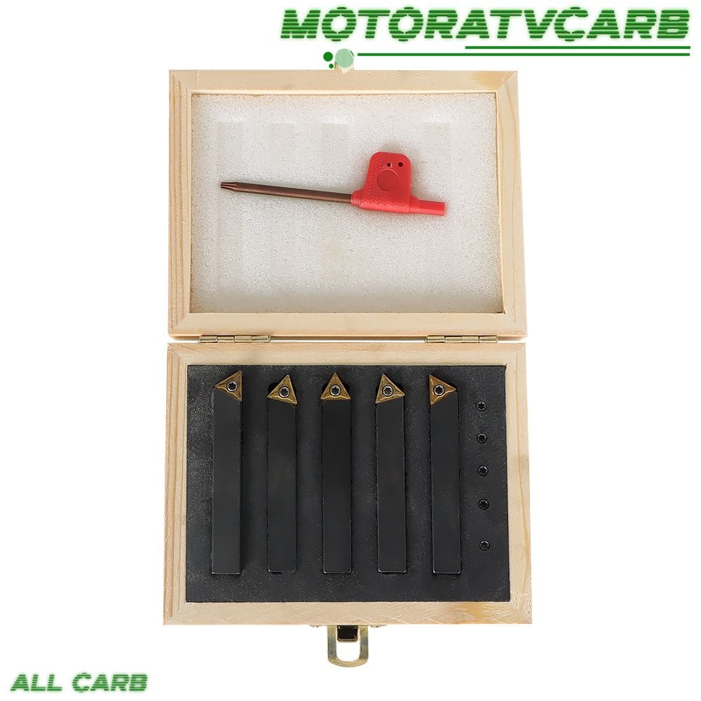 ALL-CARB 5 Pack 3/8″ Carbide Indexable Turning Tool Bit With Carbide Inserts