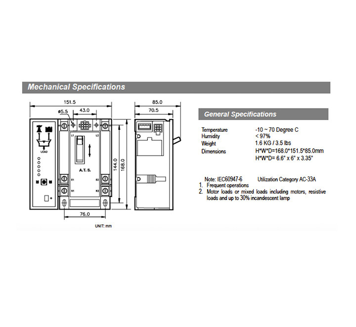 Transfer Switch 3 pole | 150 Amps | Thunder Parts | 1 Year Warranty!