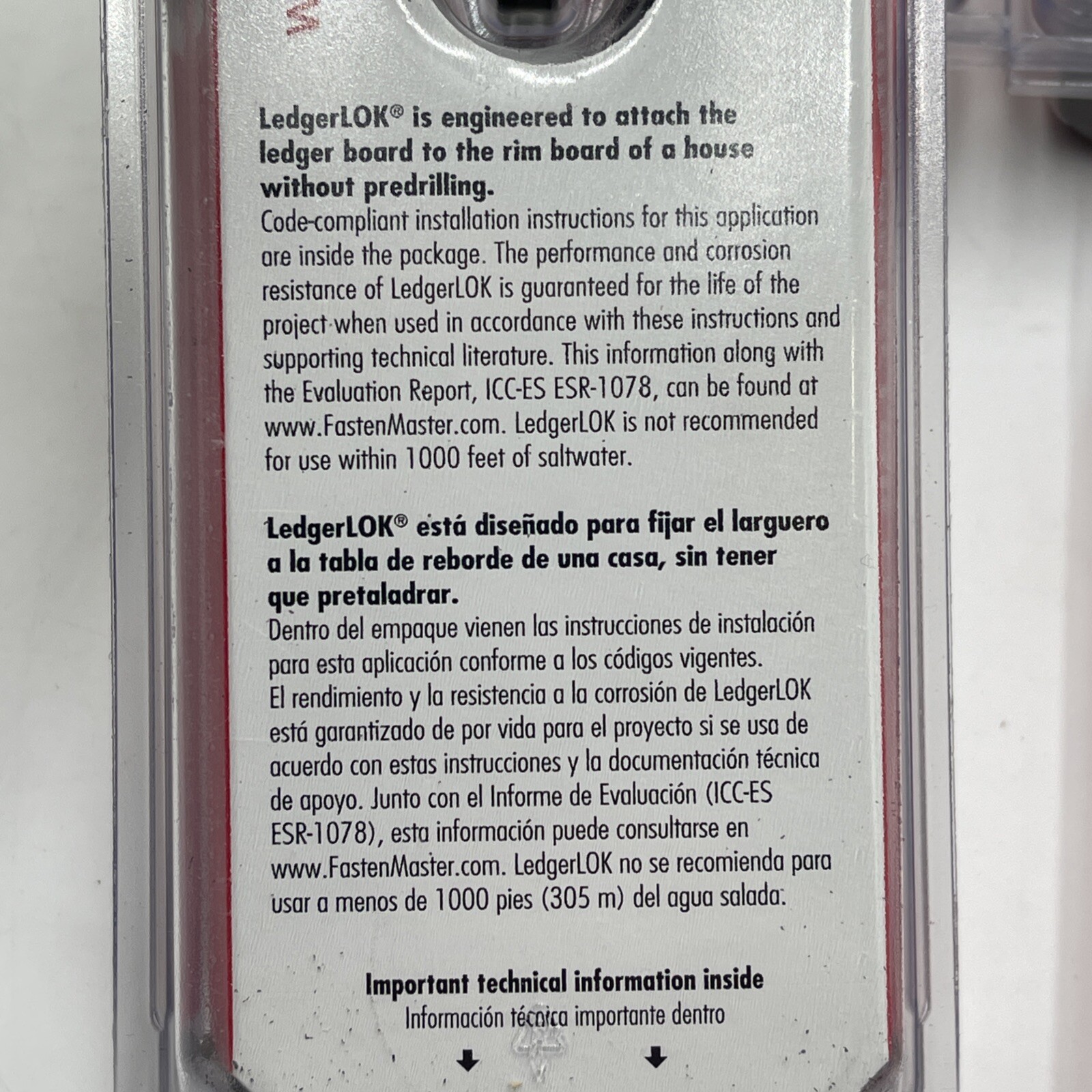 FastenMaster FMLL005-12 LedgerLOK Deck Ledger Fastener 5” 4bx-12 Screws 48 Total