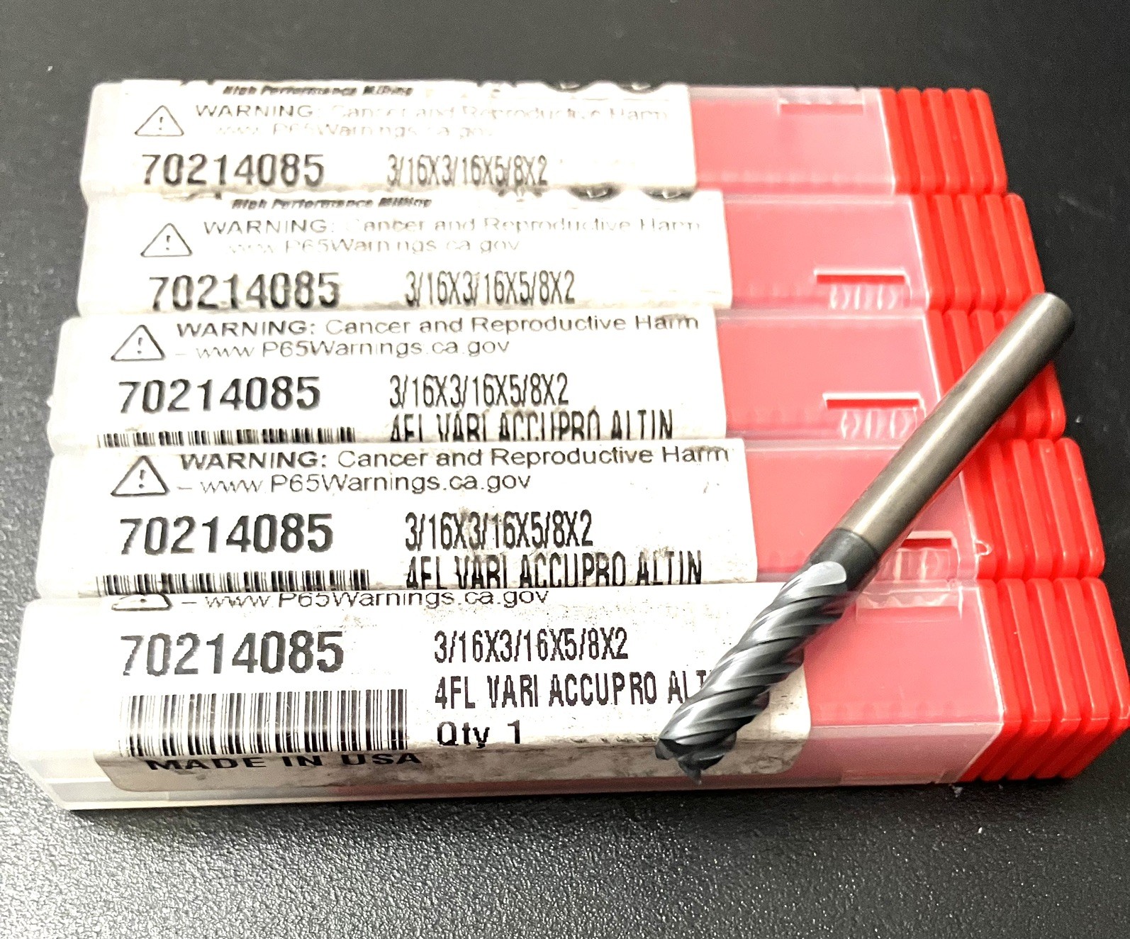 2PCS Accupro 70214085 3/16″ 4 Flute Square End Mill Solid Carbide AlTiN CNC New