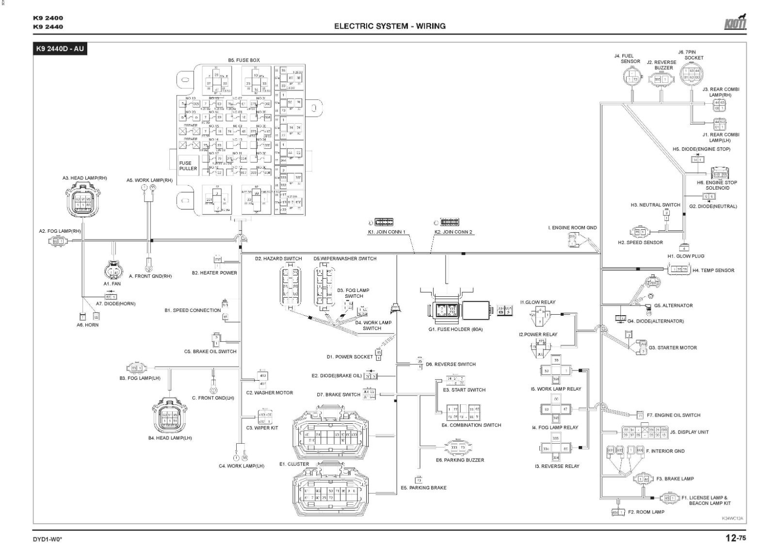 K9 2400 2440 Side By Side Technical Workshop Manual Fits Kioti K9 2400 2440