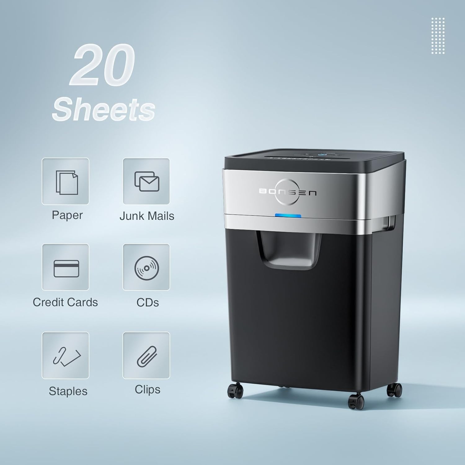 Paper Shredder, 20-Sheet 60 Mins Nonstop Heavy Duty Paper Shredder for Office, 6