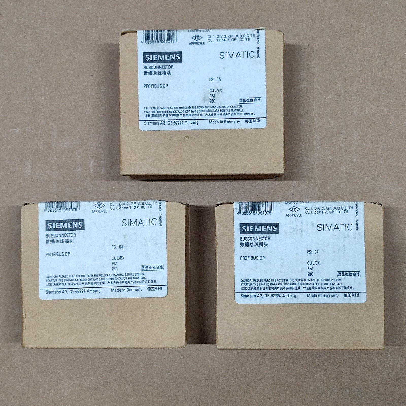 LOT OF 4 6ES7 972-0BA12-0XA0 SIEMENS PROFIBUS DP BUS CONNECTOR 6ES7972-0BA12-0X