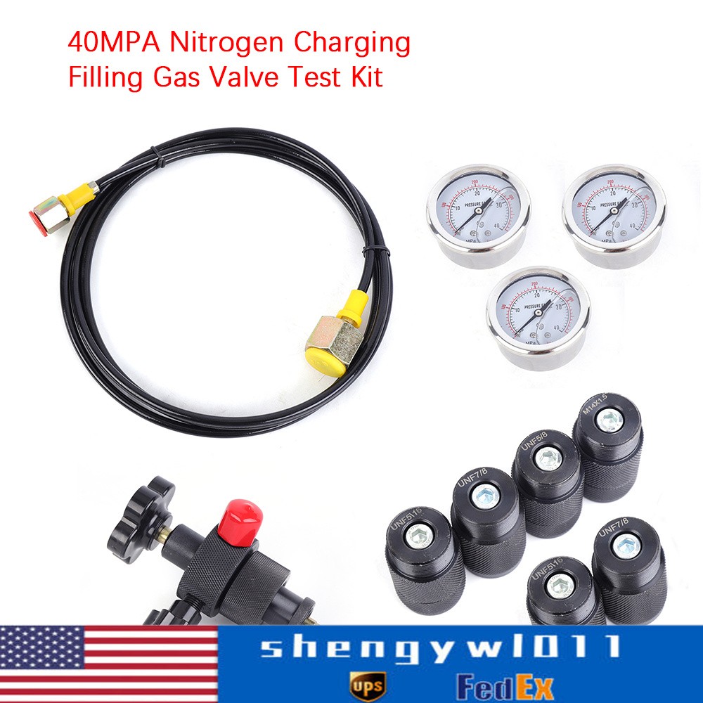 3 Gauge Hydraulic Accumulator Nitrogen Gas Charging Filling Pressure Test Kit