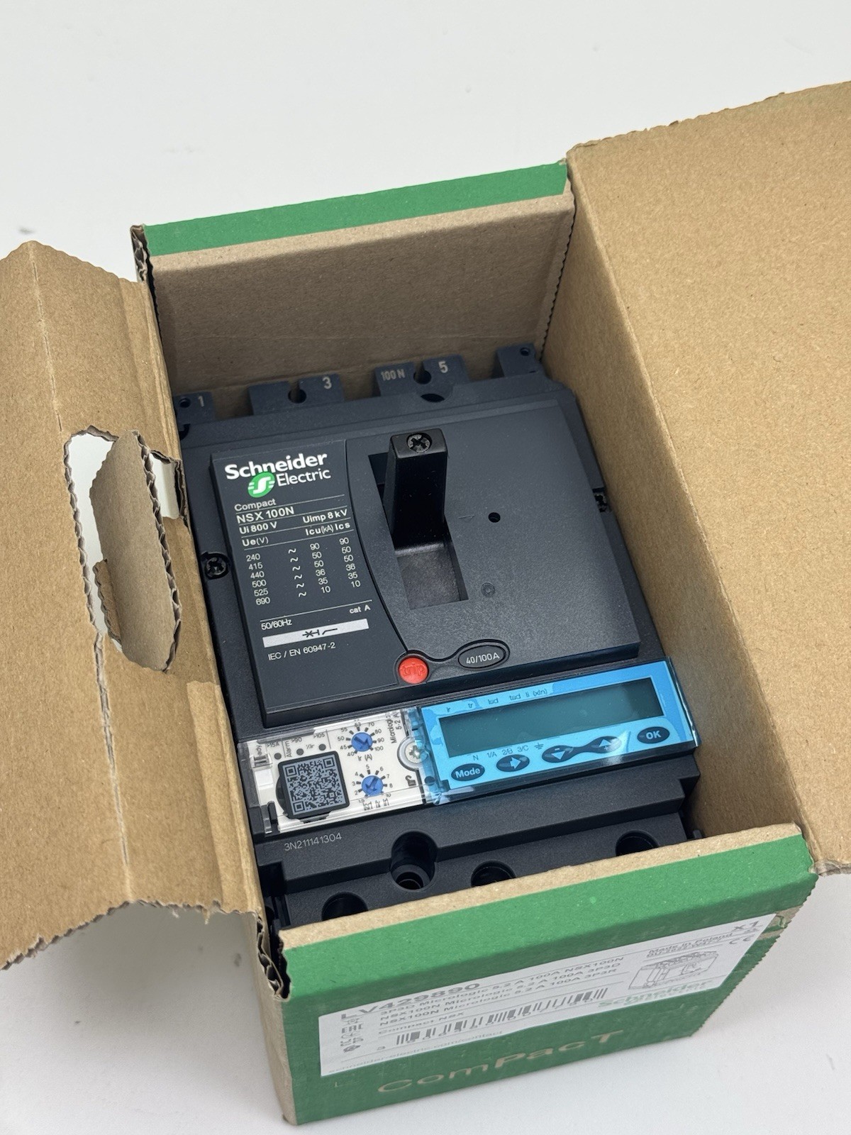 SCHNEIDER ELECTRIC LV429890 COMPACT NSX 3P3D MICROLOGIC 5.2A 100 NSX100N