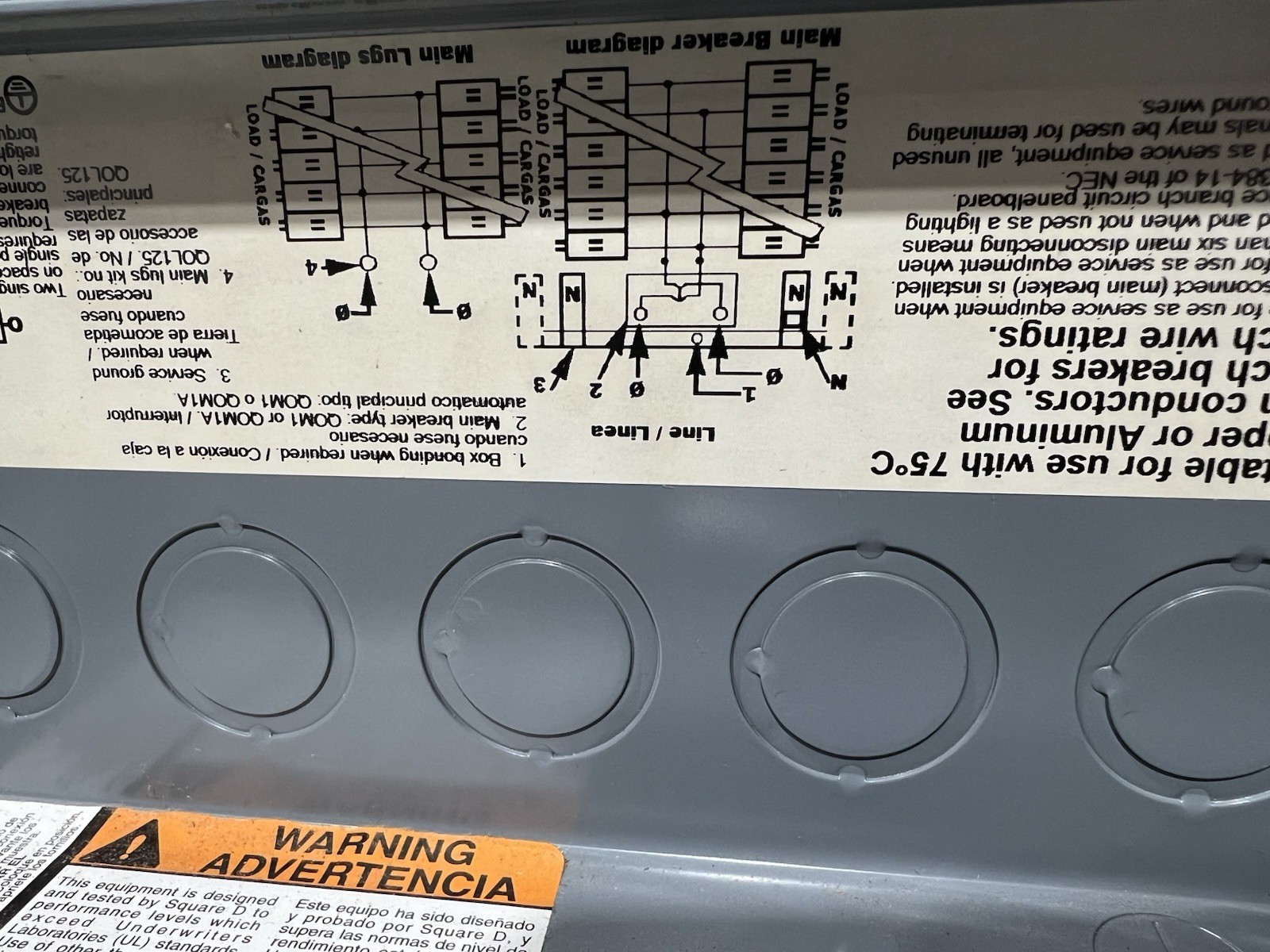 Square D QO11224L125G 125 Amp 12 Space Load Center 24 Circuit 240 Volt Max NEW