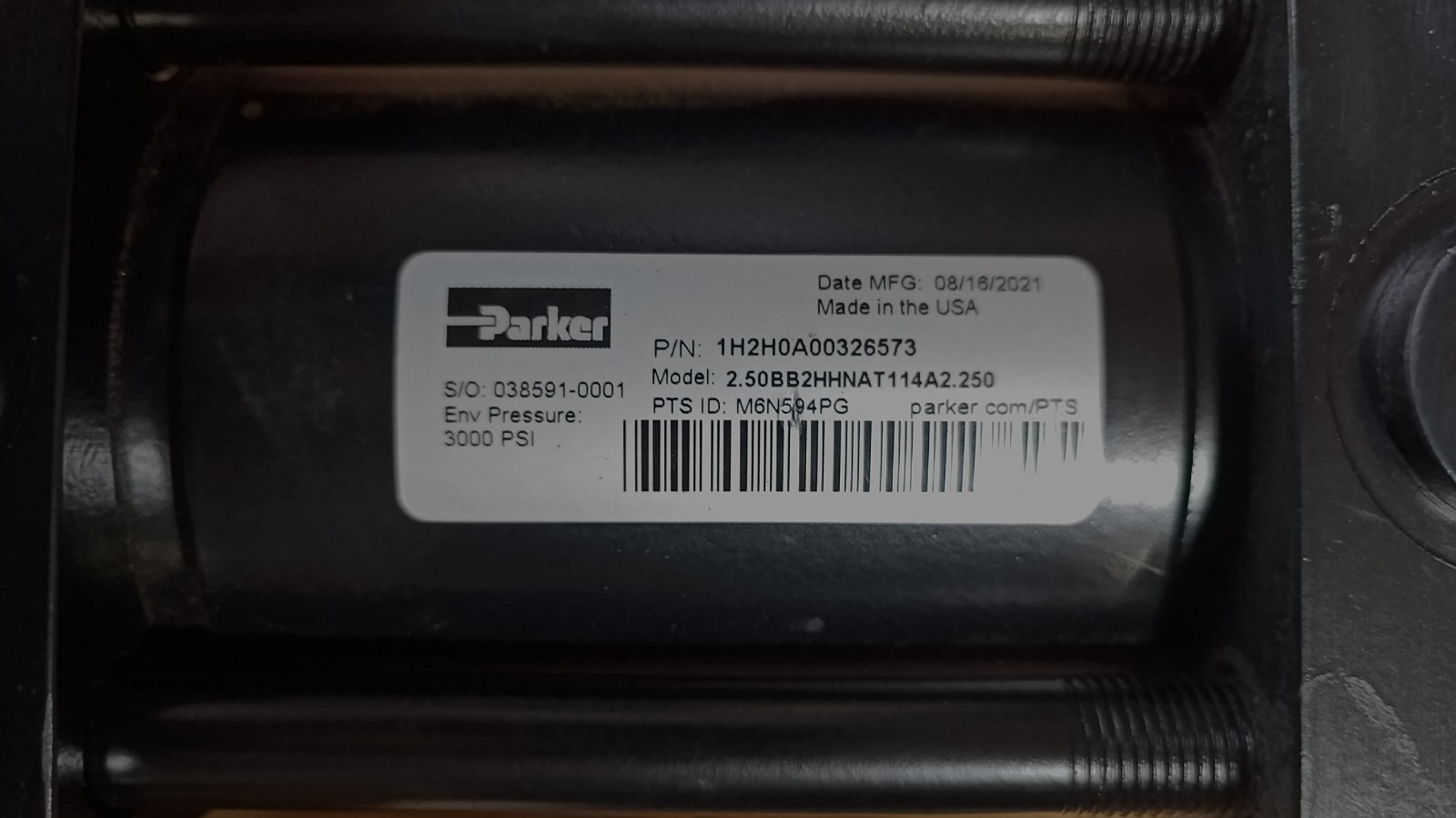 Parker 2H Hydraulic Cylinder 2.50CD2HKNAT5S13AC8.00 8 IN STOKE 2.5 BORE