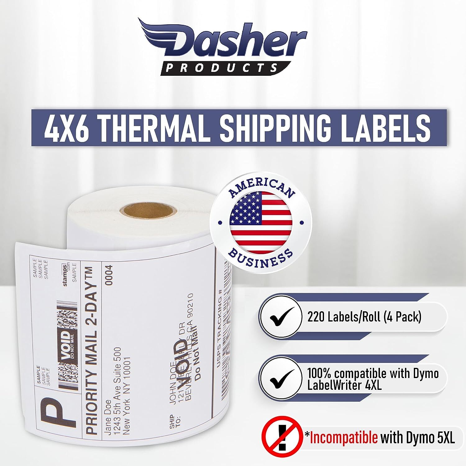 5-200 Rolls DYMO 4XL Direct Thermal 4″x6″ Shipping Labels 4×6 1744907 220/Roll