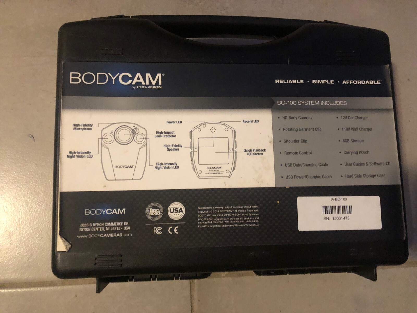 Bodycam BC-100 1080p -Pro-Vision- Police Body Camera