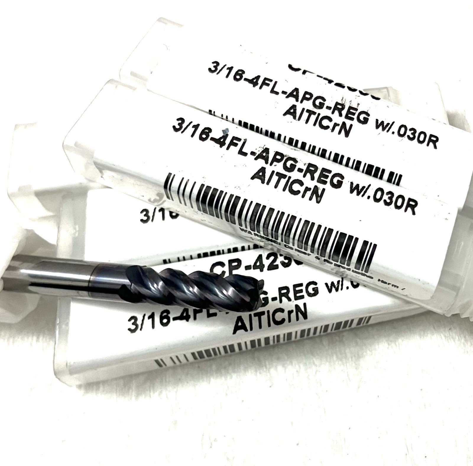 Carbide Plus 3/16 4FL Corner Radius End Mill .03R Solid Carbide AlTiCrN 5/8″ LOC