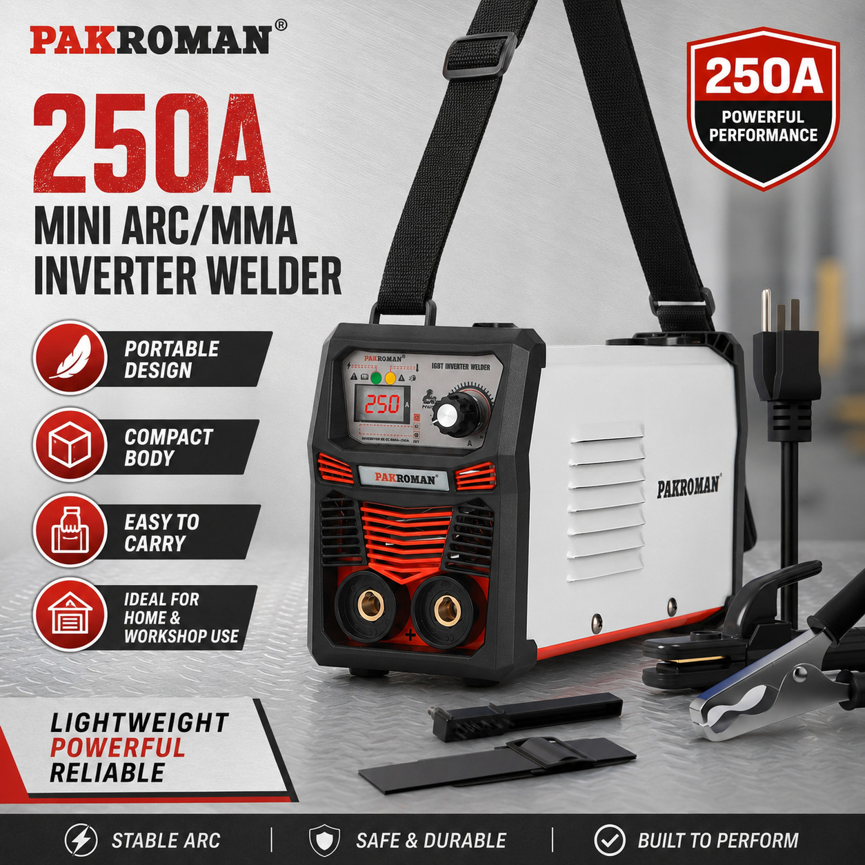 250A Portable Inverter Welder 110/127V ARC MMA Welding Machine Kit 50/60Hz