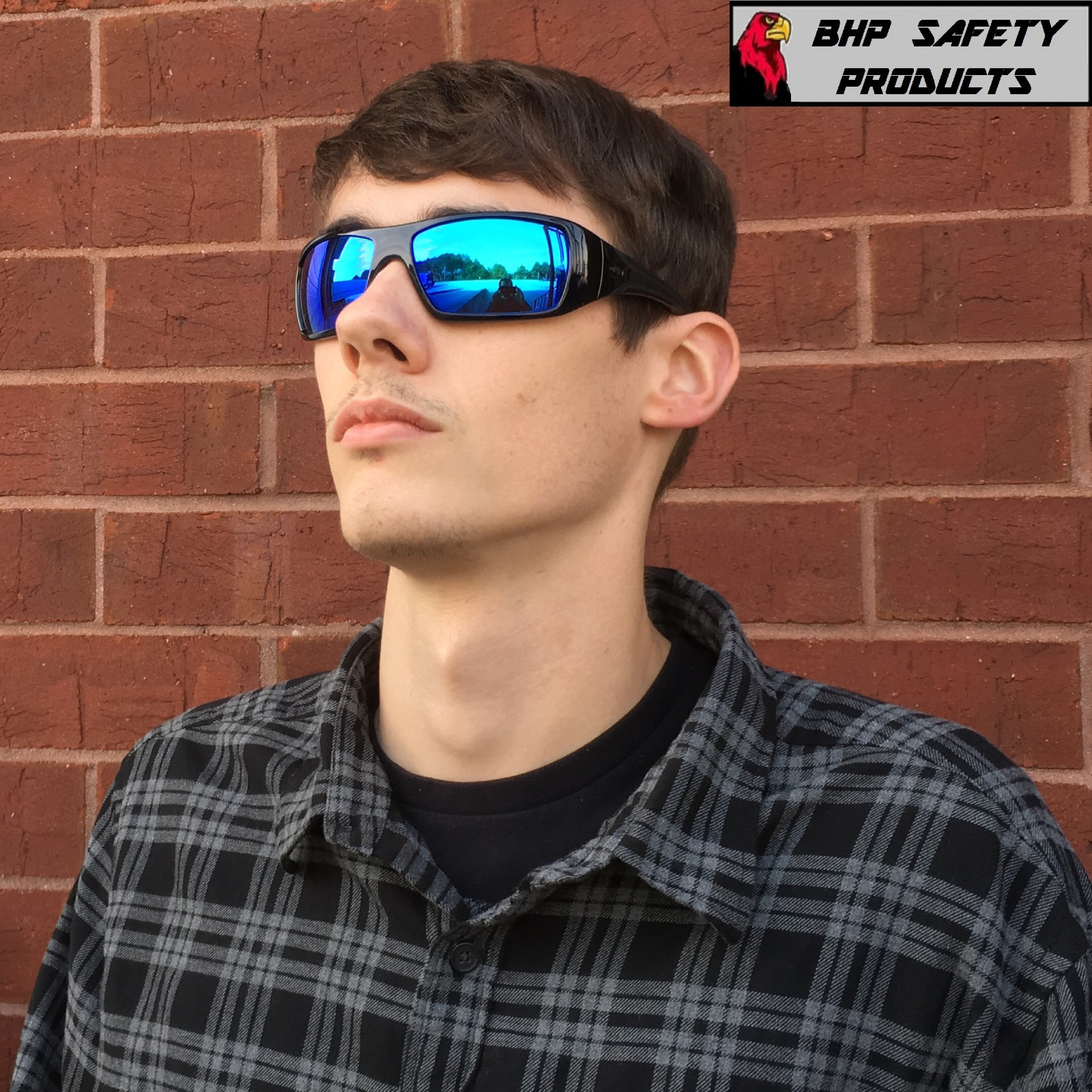 PYRAMEX GOLIATH SAFETY GLASSES BLACK W/ ICE BLUE MIRROR LENS SUNGLASSES SB5665D