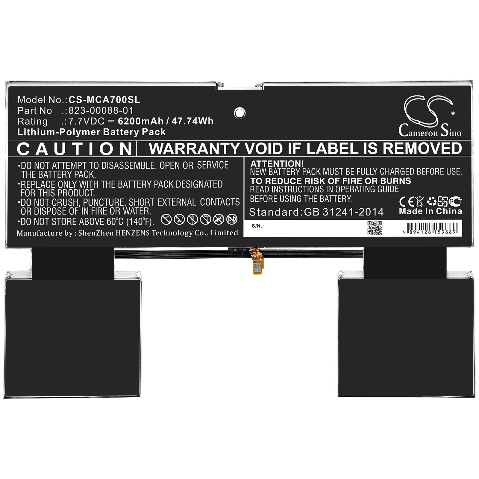 Battery for Google Pixel Slate P/N: A70 6200mAh / 47.74Wh