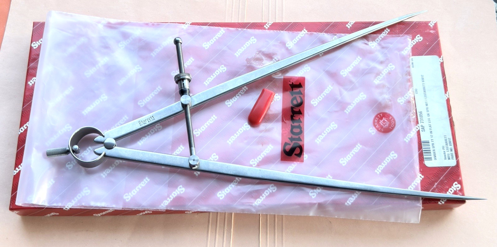 New! STARRETT No. 83B-12 Spring-Type Dividers W/Flat Legs; 12.0” Size & Capacity