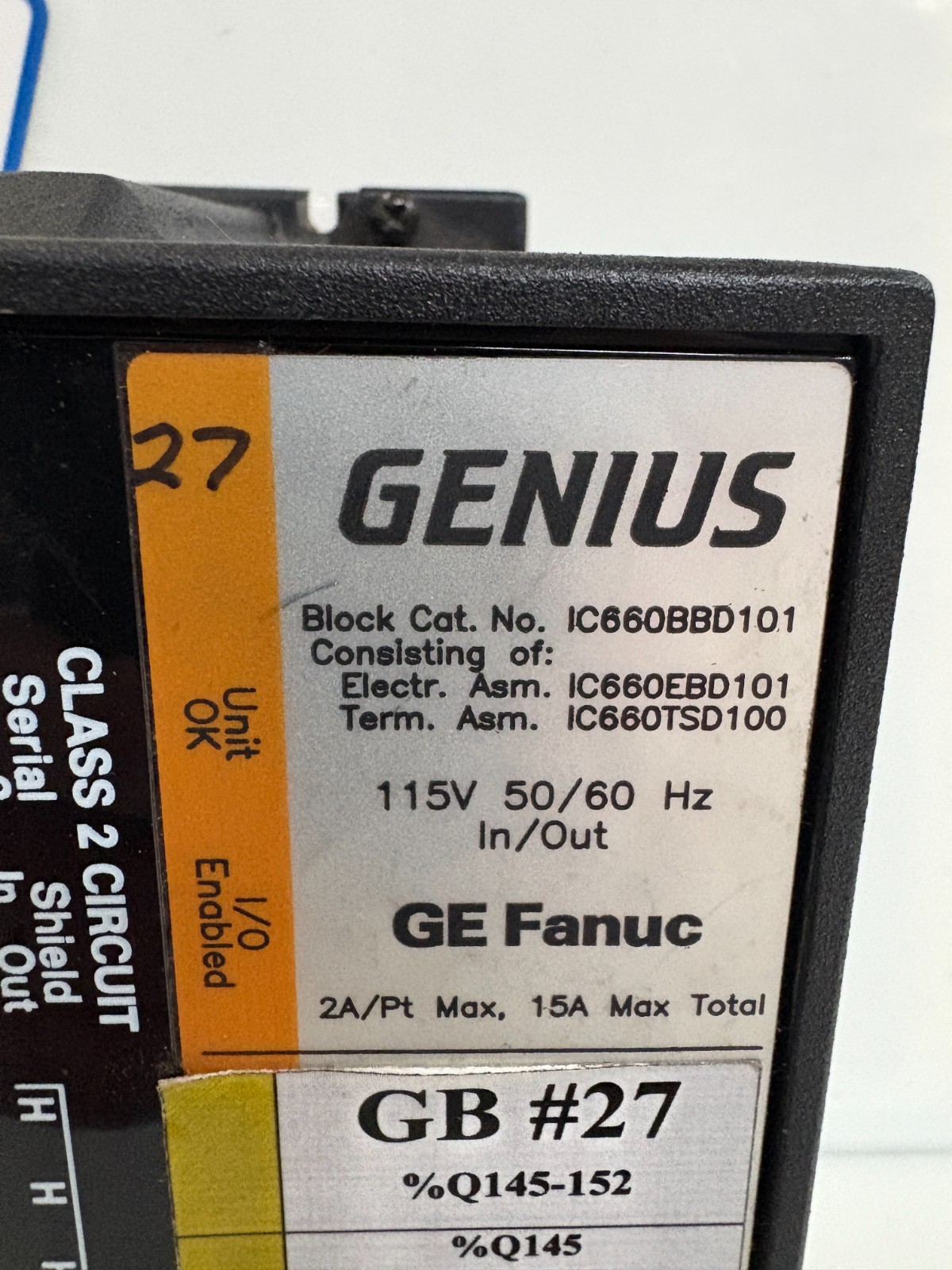 GE FANUC GENIUS 115V 50/60 HZ IN/OUT IC660BBD101 W/IC660TSD100K