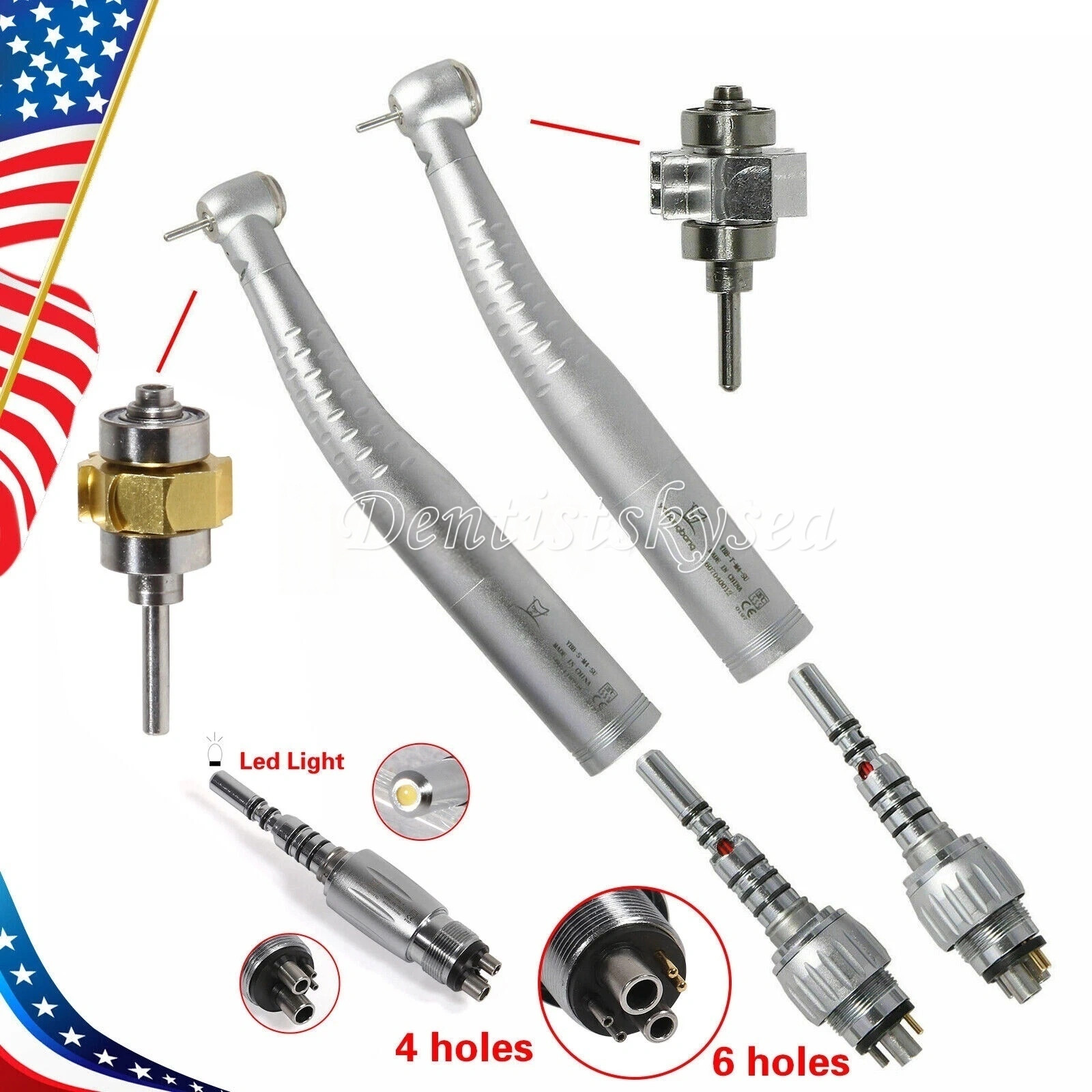 YABANGBANG Dental Fiber Optic LED High Speed Handpiece / LED Quick Coupler 4H/6H