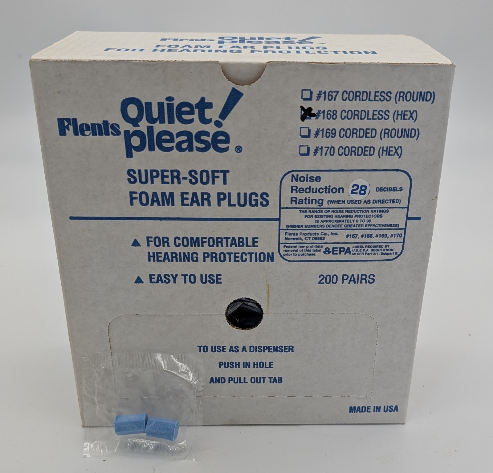 Flents Foam Ear Plugs 200 Pair Sleeping Snoring Loud Noise Traveling Work – USA