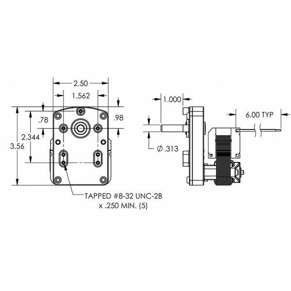 Dayton 52Je17 Ac Gearmotor, Nameplate Rpm 4, 0.32A,115V