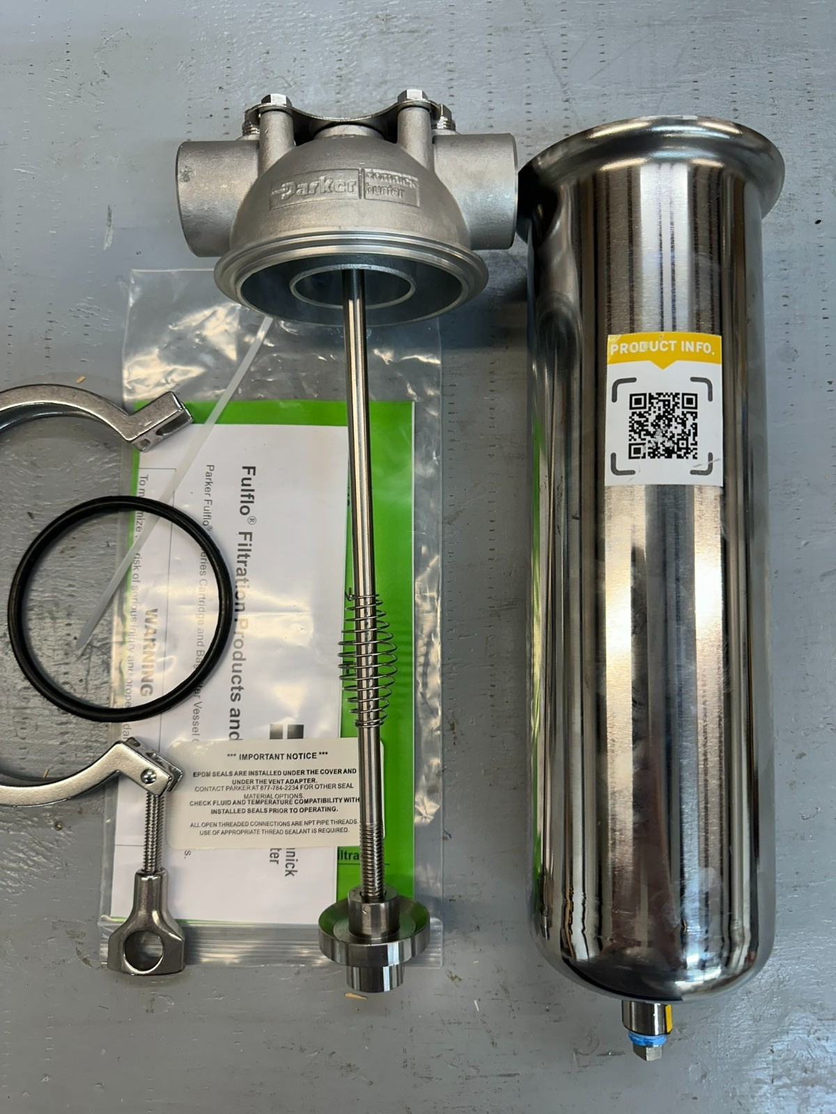 EHG01S1T Parker Bioscience FulFLo EH Single-Cartridge Filter Vessel SS-304