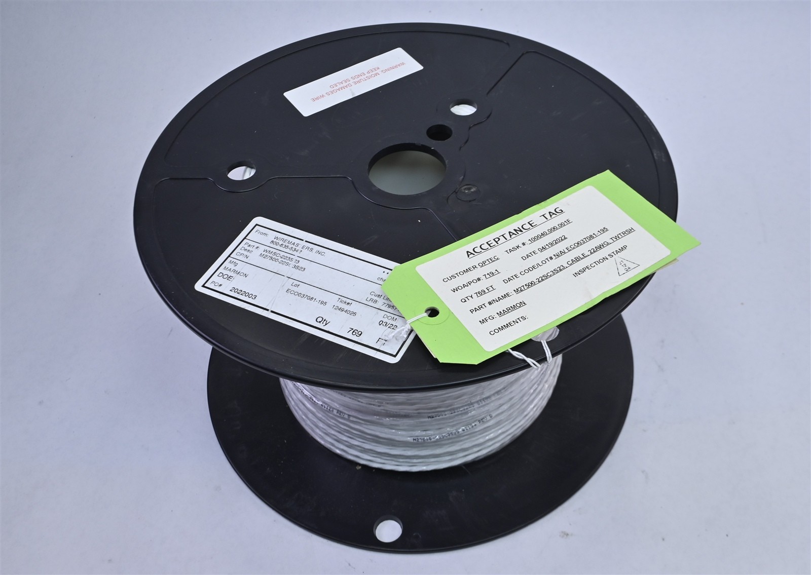 769ft 3 Conductor Crosslinked ETFE Tefzel 600V 22AWG Silver-Plated Copper Wire