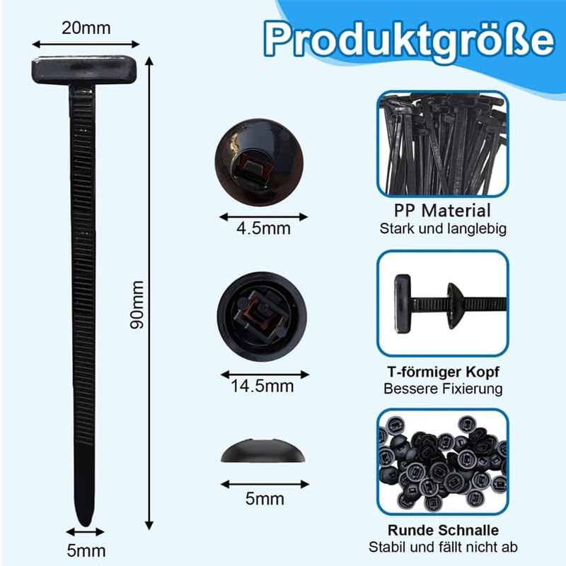 Nylon Cable Tie Buckle 100 PCS Zipper Clips for Automotive Fender Liner Door