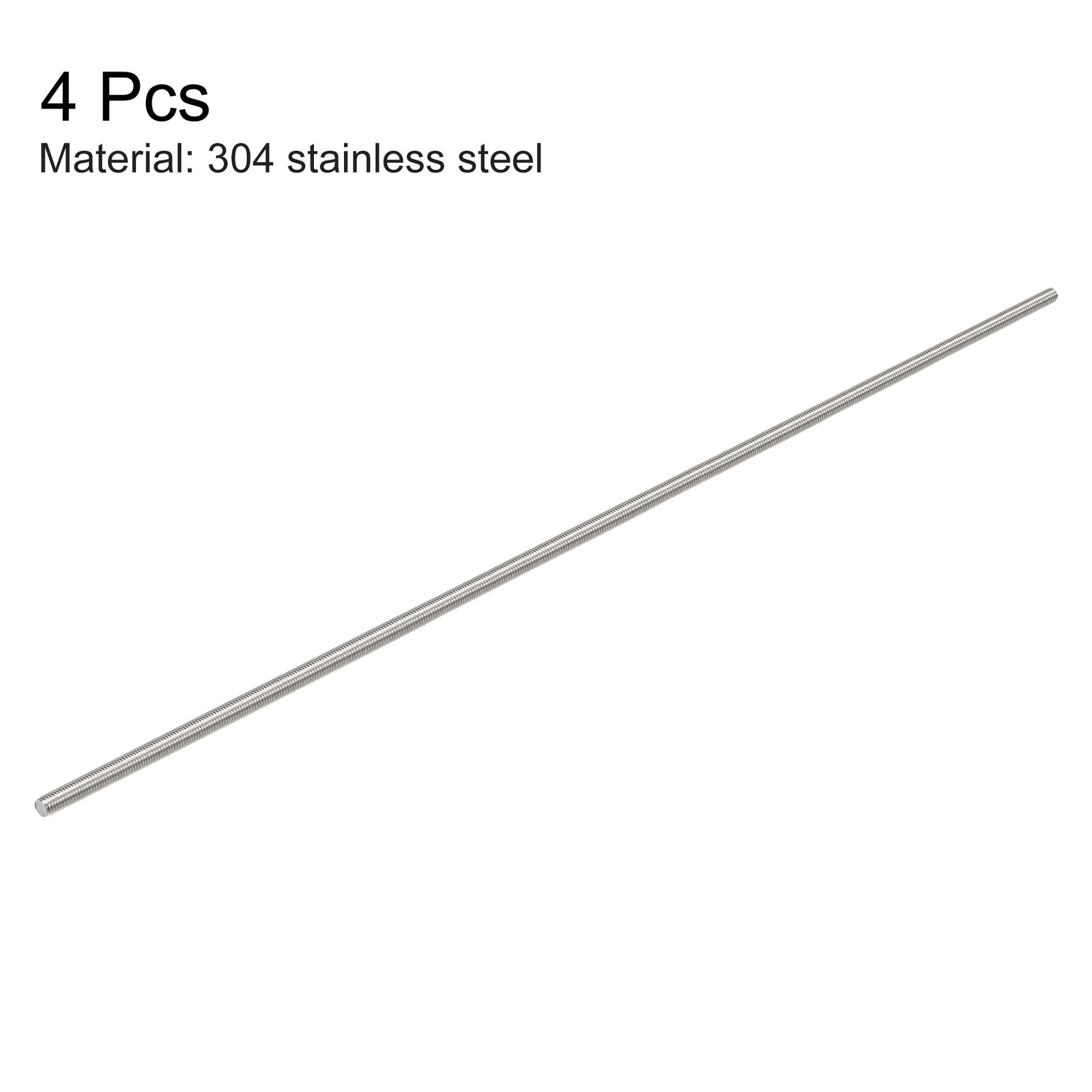 4pcs – M4 x 250mm Fully Threaded Rod 304 Stainless Steel Right Hand Threads