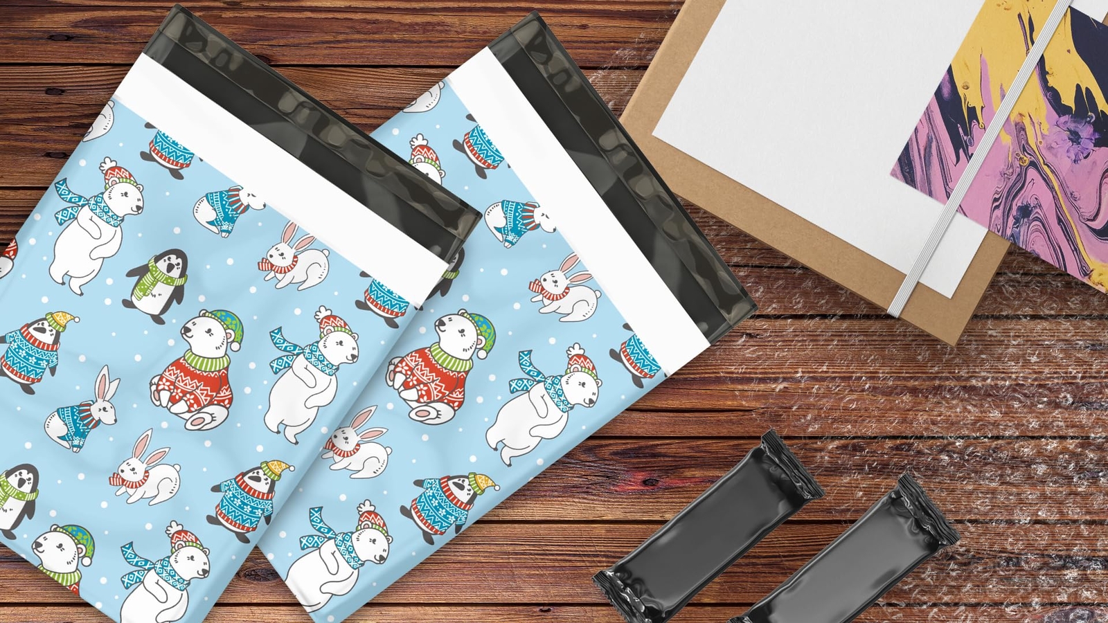 10×13 100 Winter Animals Designer Poly Mailers Shipping Envelopes Premium Pri…