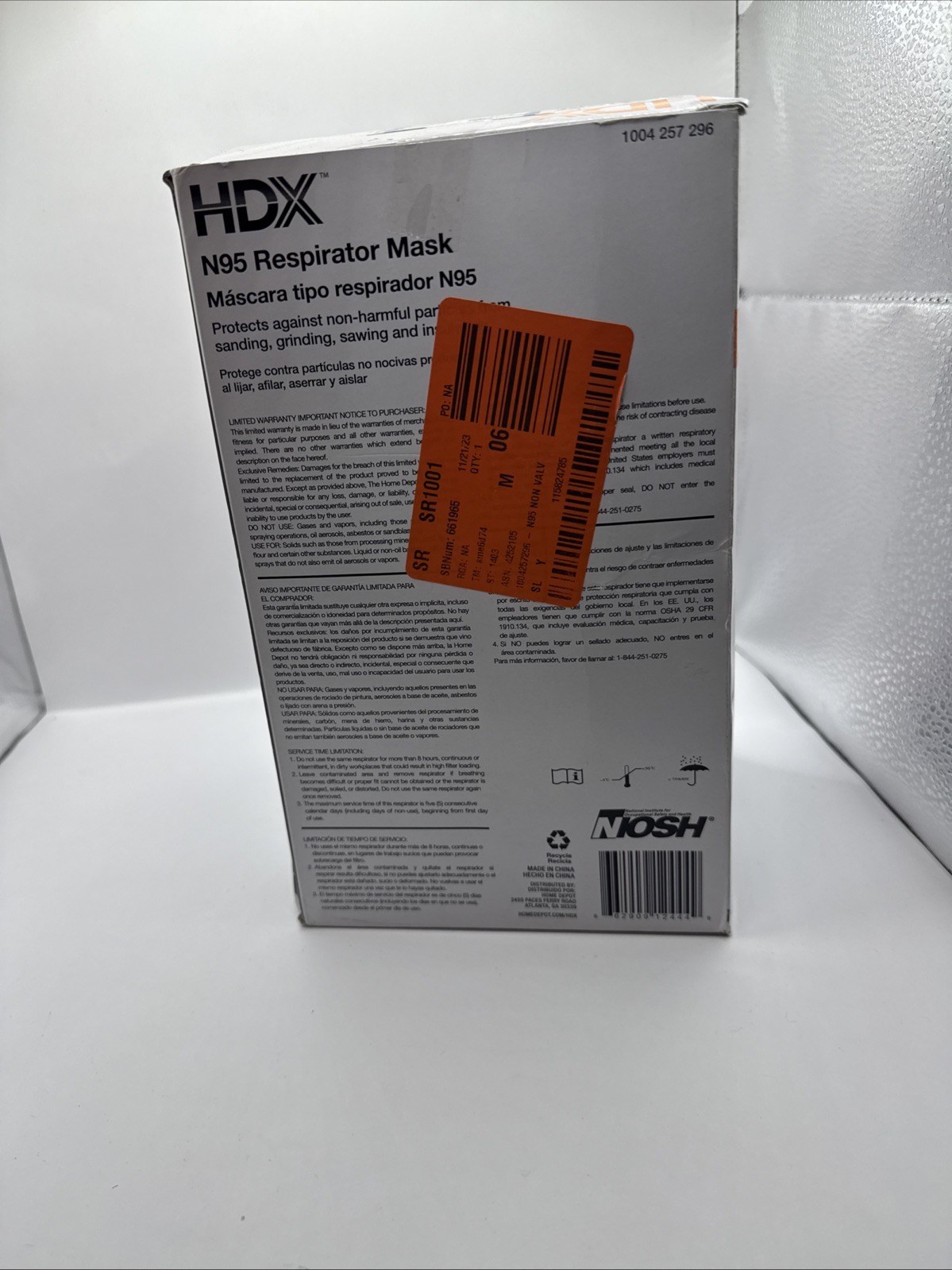 HDX N95 Disposable Respirator Packs of 25 M1