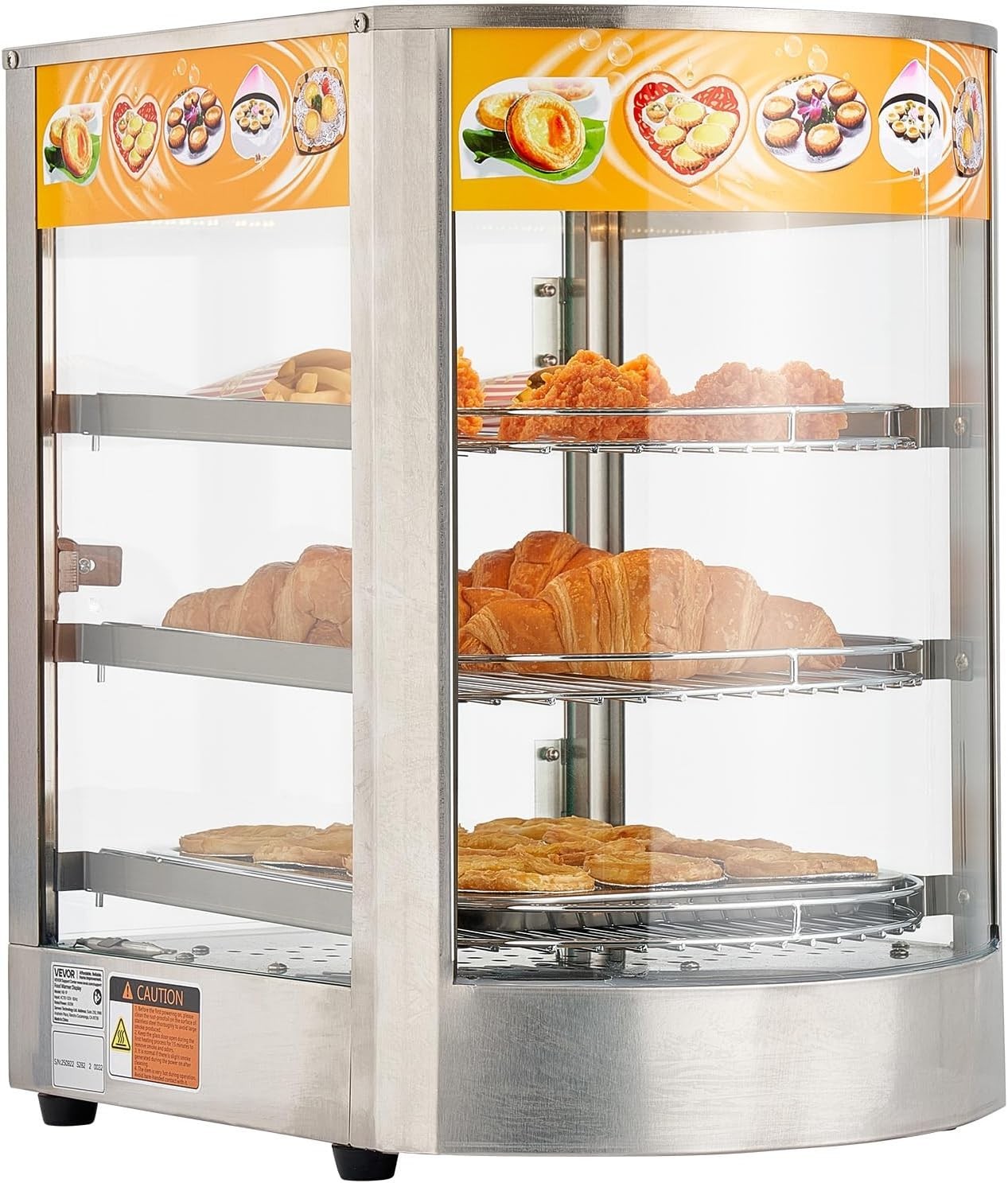 3-Tier Commercial Food Warmer Display, 800W Food Display Warmer with LED Ligh…