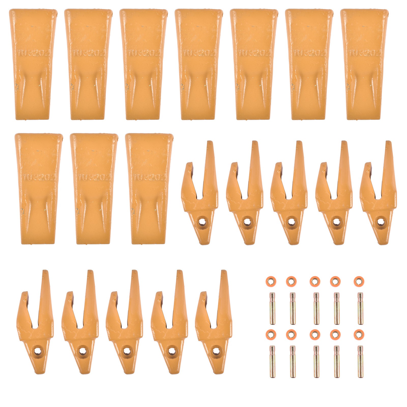 Bucket Shanks 119-3204 w/ Digging Teeth Pins Alloy Steel for J200 Series 10 Set