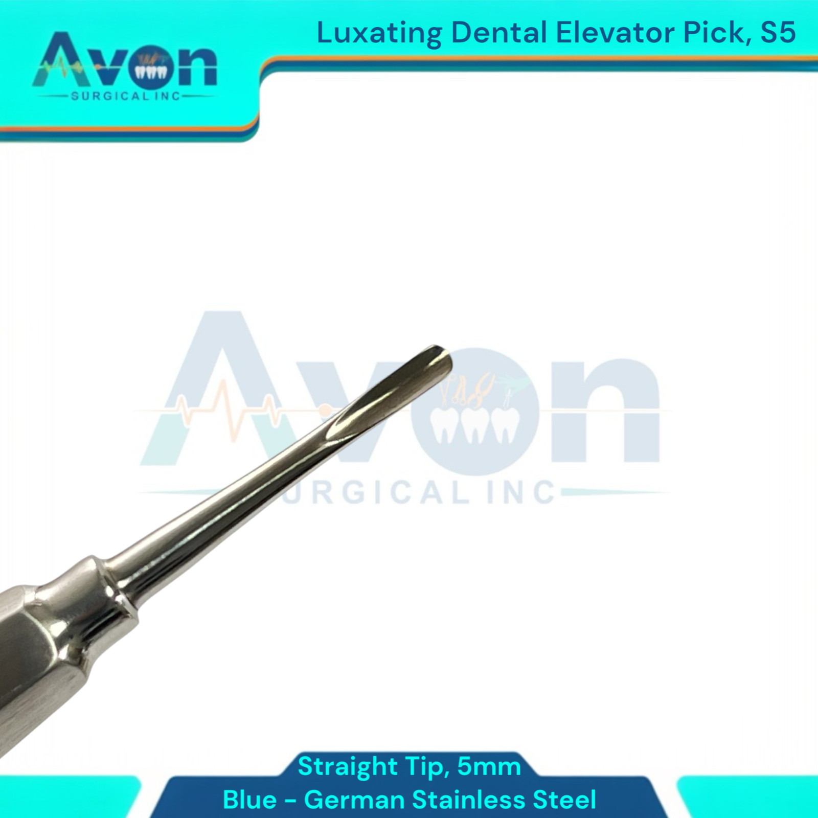 Dental Tooth Extraction Luxating Elevators, 1.5mm to 5mm, STR, German Steel(5PK)