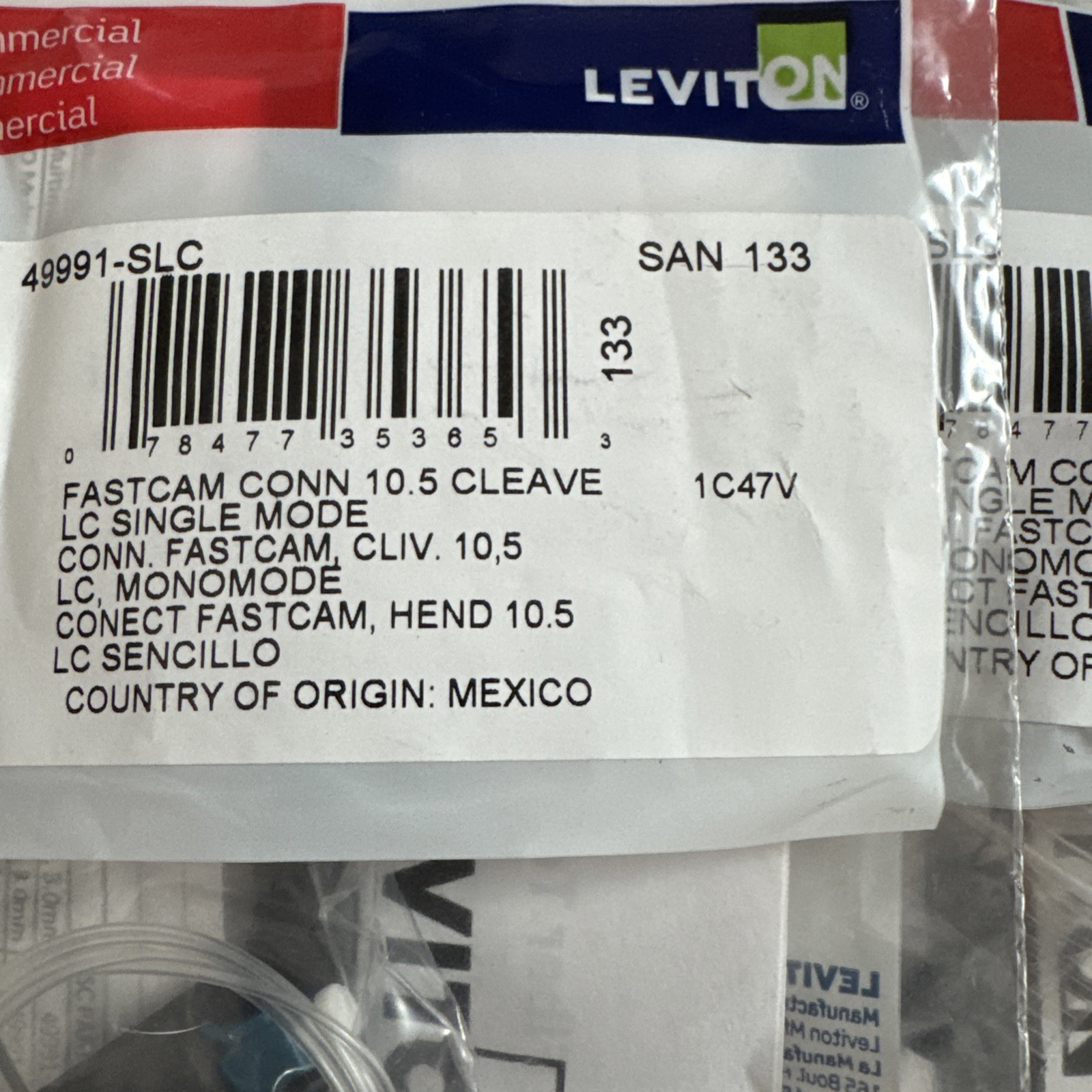 Leviton 49991-SLC SAN 133 Fastcam Single mode Fiber Connector 10.5