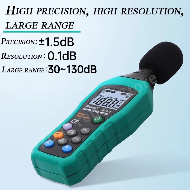 Precision Noise Tester, Automatic Large Range Backlit LCD Digital Display
