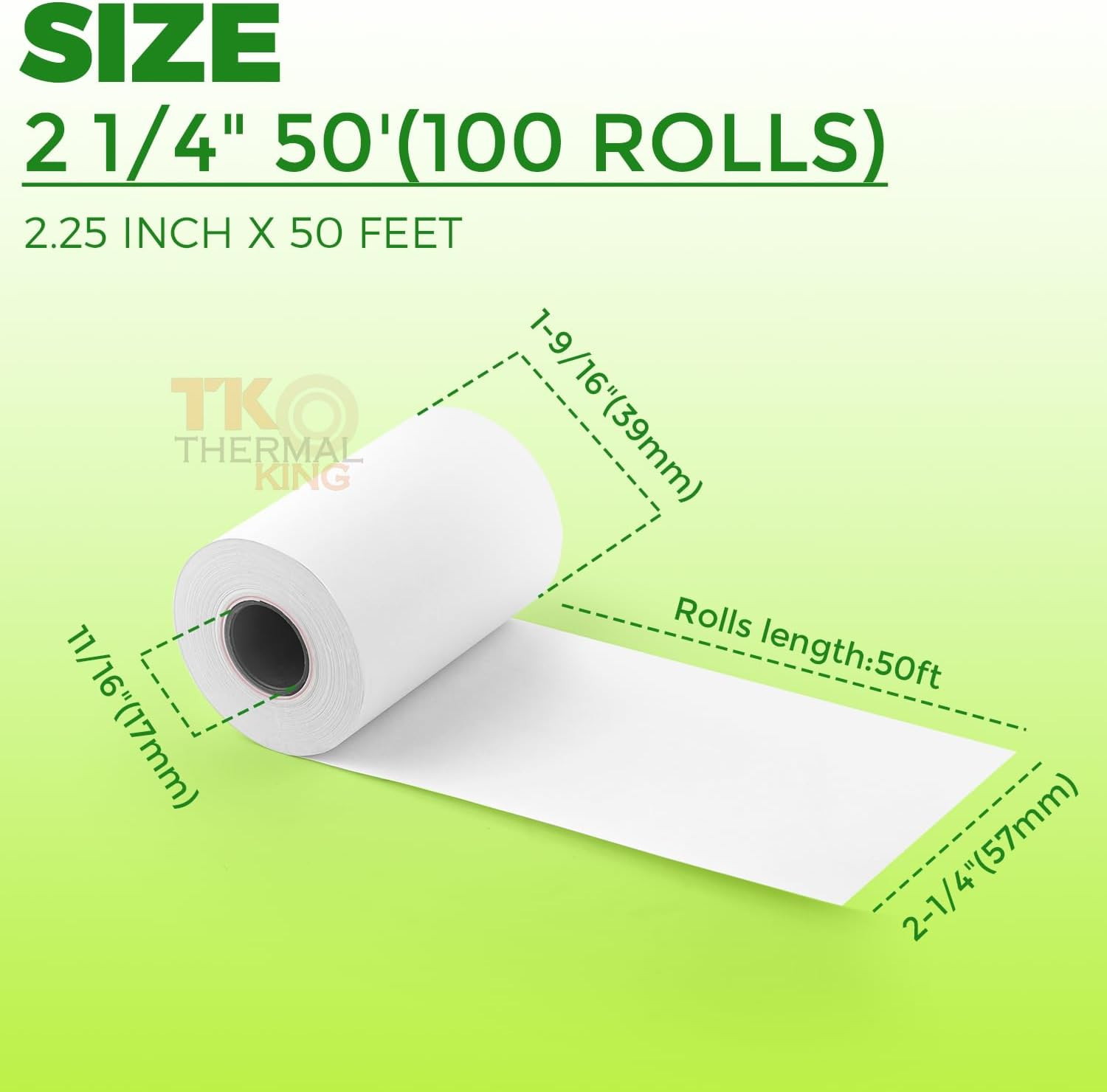 (100 Rolls) 2 1/4″ X 50′ Thermal Paper, POS Receipt Paper for Retail Business Ca