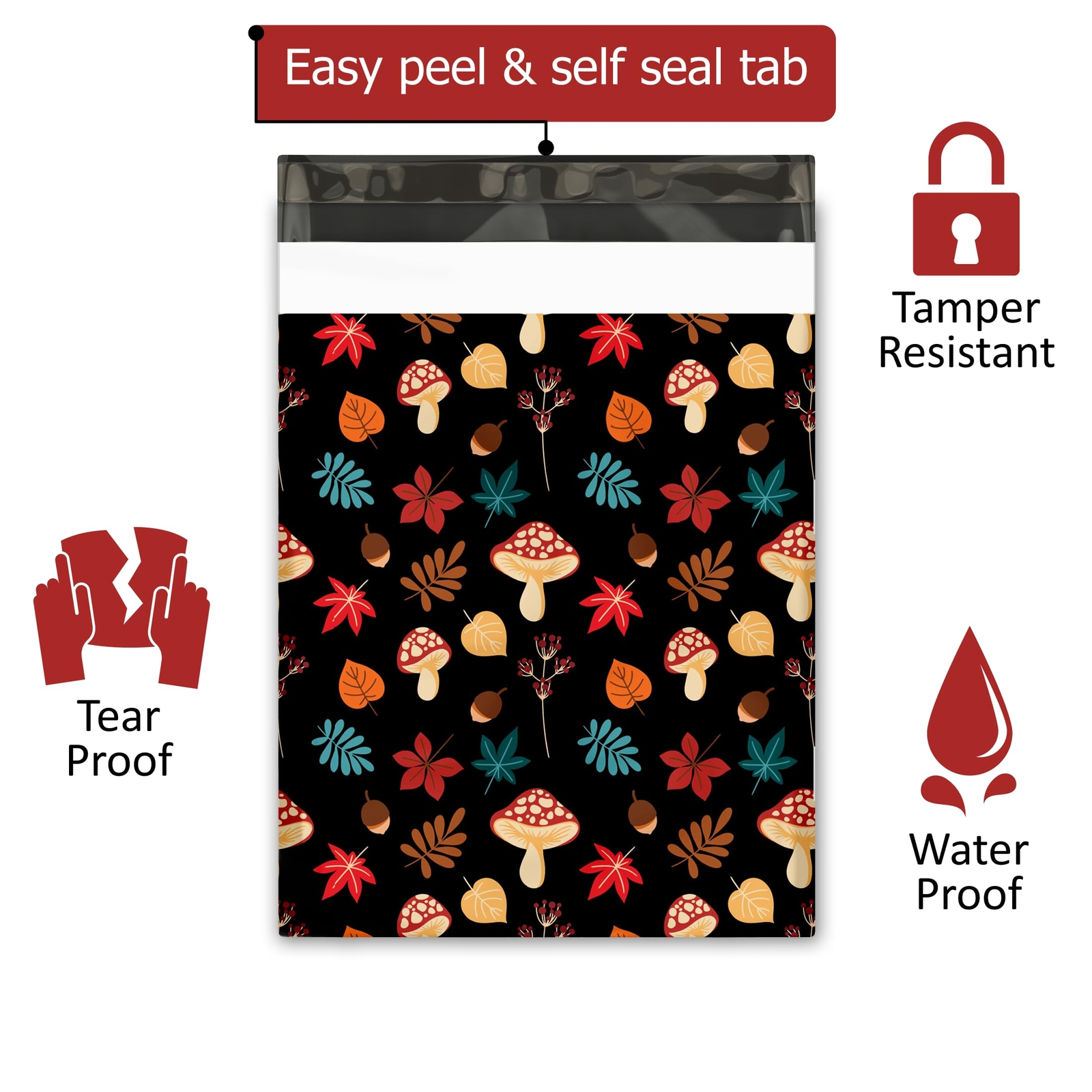 10×13 100 Fall Medley Designer Poly Mailers Shipping Envelopes Premium Printe…