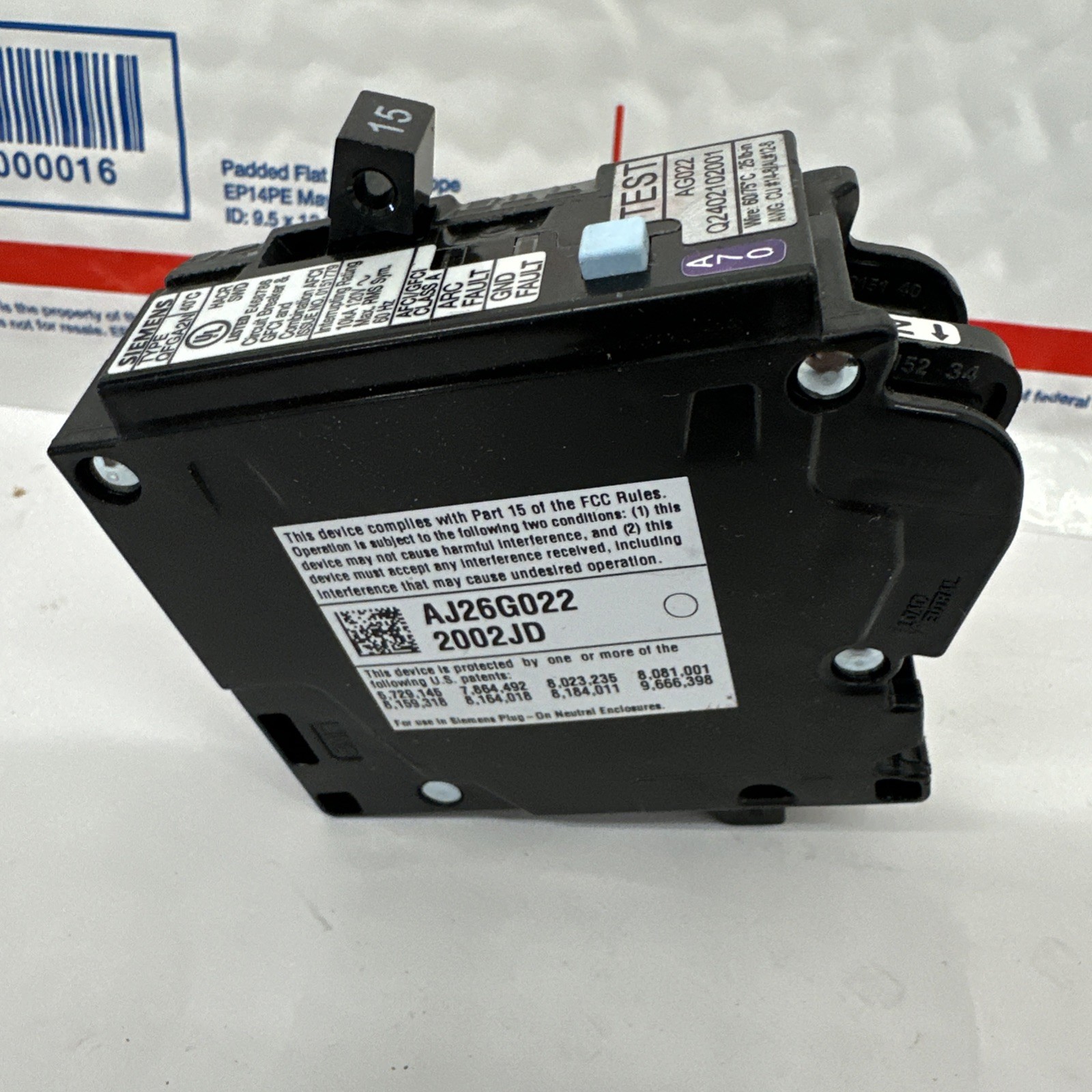 Siemens Q115DFN – 15A – 1-Pole – Dual Function AFCI/GFCI Plug-on Neutral Breaker