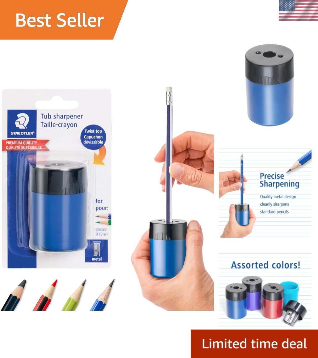 Portable Multi-Color Pencil Sharpener with Metal Blade – Spill-Free Design