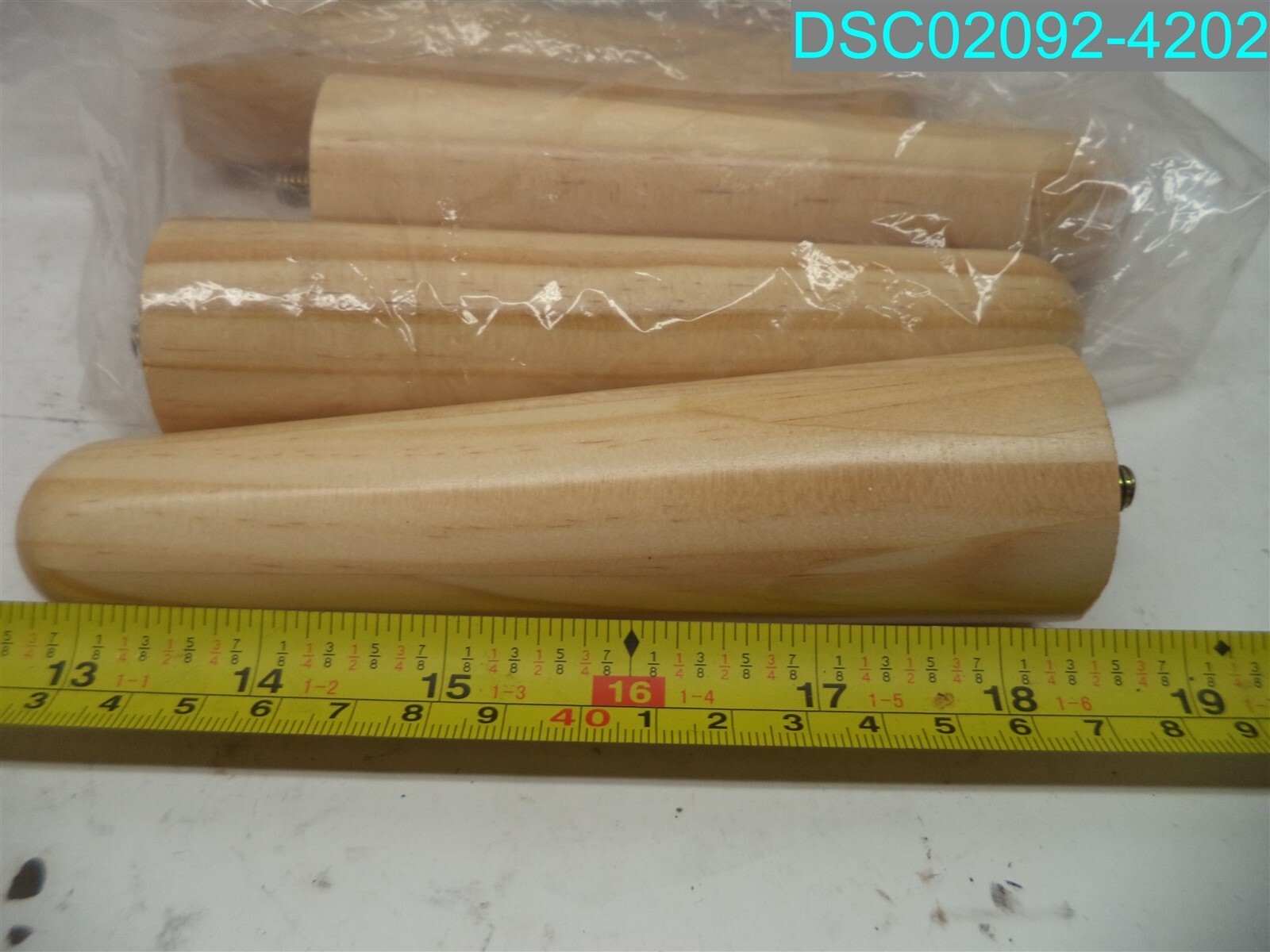 QTY=4: 6″ Wooden Furniture Legs 1-5/8″ OD TAPERED TO 1-1/8″