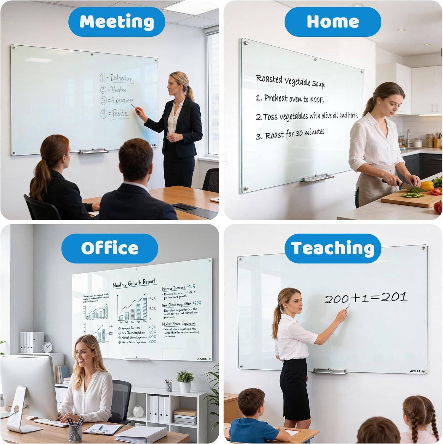 Magnetic Glass Dry Erase Board, 72″ x 48″ Glass Wall Mounted Whiteboard, 4mm