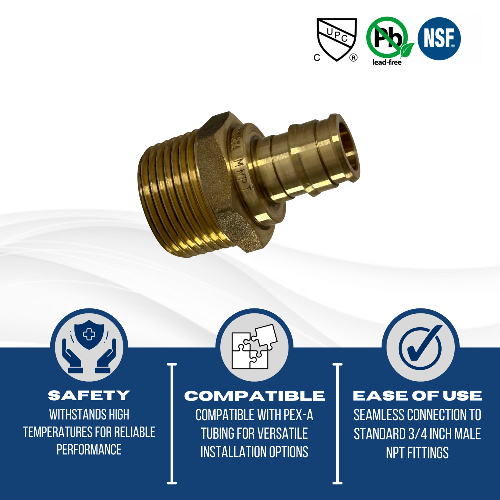 10 Pieces 1/2″ Pex A x 3/4″ Male Adapter, F1960 Expansion Male
