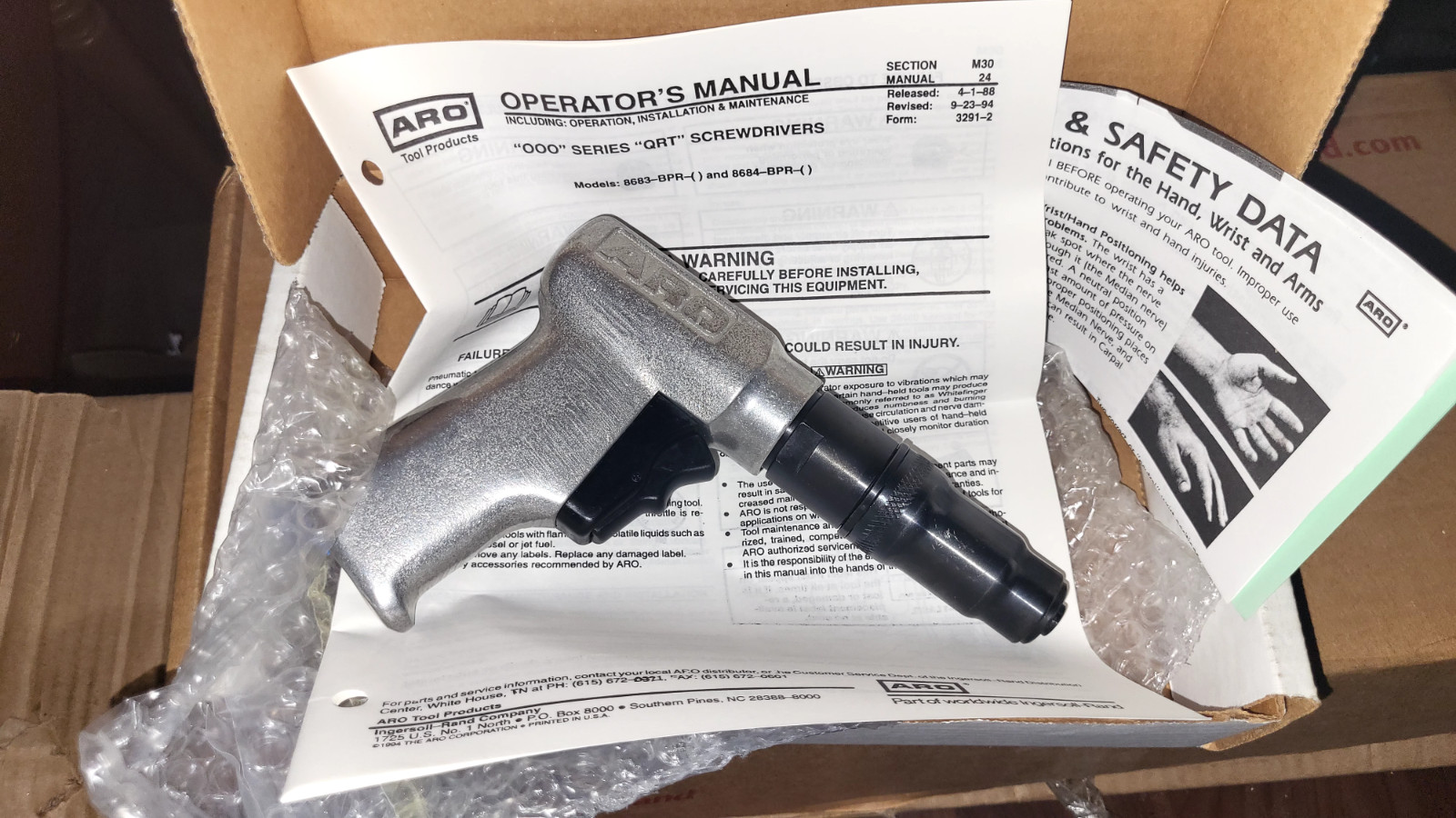New Ingersoll Rand 8683-BPR-P Pistol Grip Air Screwdriver Tool QRT Series
