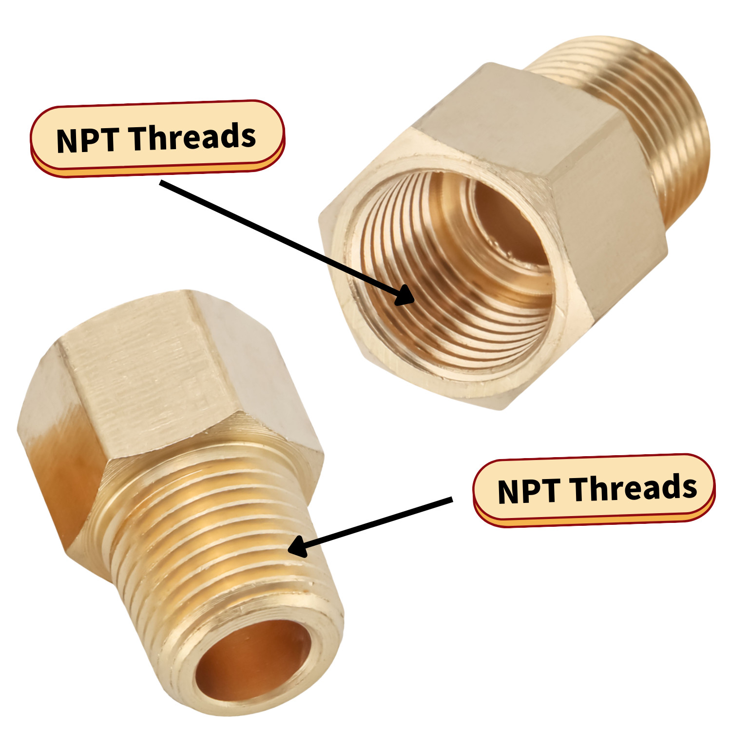U.S. Solid Brass Fitting Extender Adapter NPT 3/8″ Male x 3/8″ Female, 2pcs