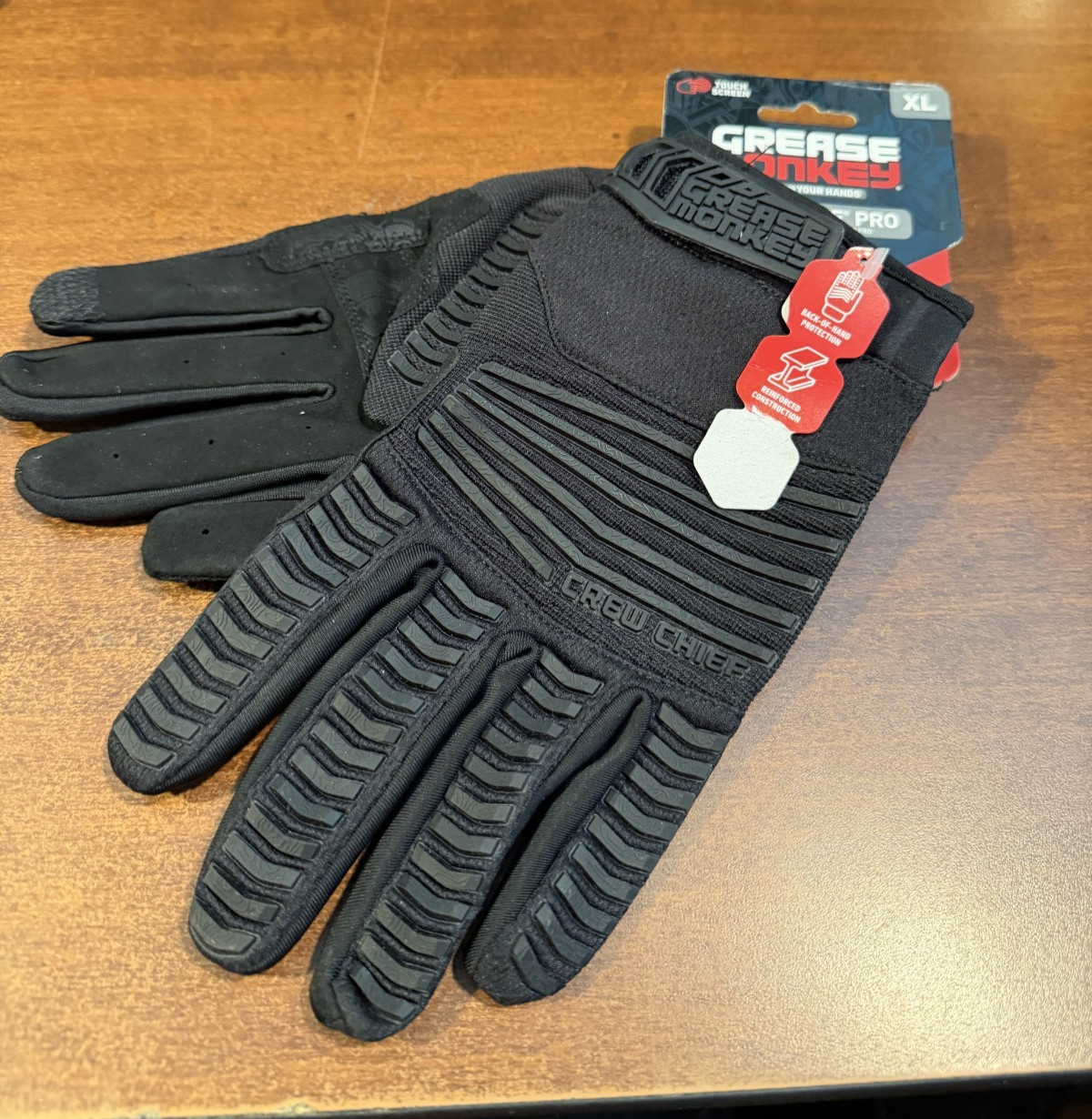 Grease Monkey Pro Crew Chief Gloves Touchscreen Tech 1 Pair Black SIZE: XLarge