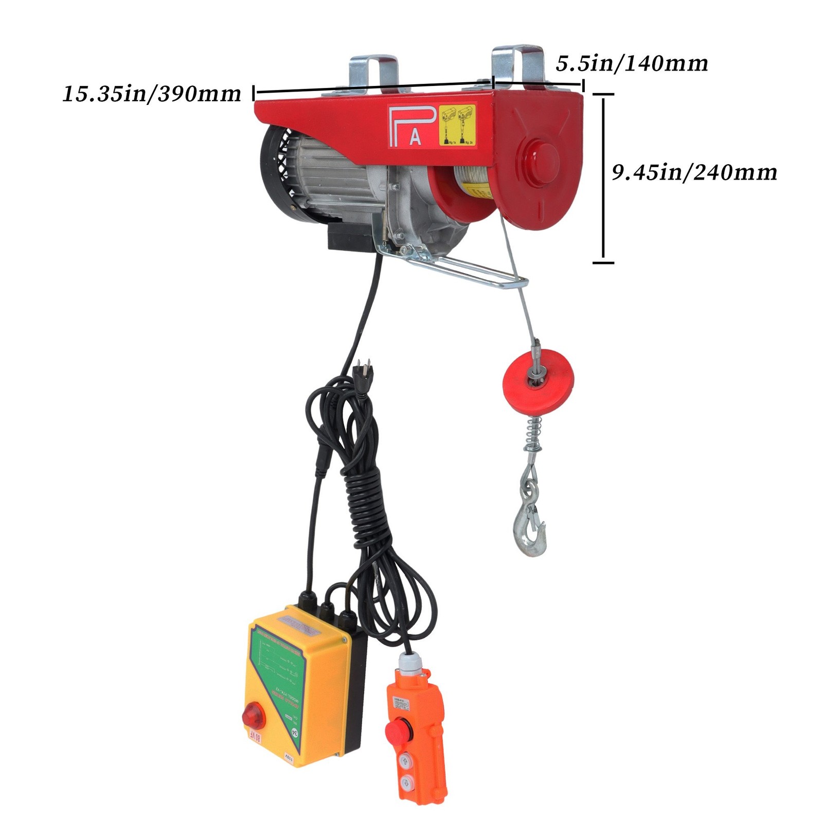 Electric Hoist 1320lbs with Wireless Remote Control,14ft Wired Remote Control